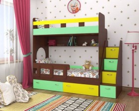 Детская двухъярусная кровать Юниор-1 Белый/Синий Распродажа в Липецке - lipeck.katalogmebeli.com | фото 4
