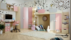 Детская комната Грэйси (Розовый/Серый/корпус Клен) в Липецке - lipeck.katalogmebeli.com | фото