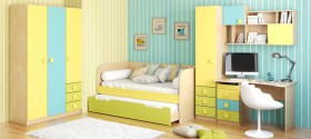 Детская комната Смайли (Желтый/Голубой/Зеленый/корпус Клен) в Липецке - lipeck.katalogmebeli.com | фото