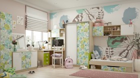Детская комната Твит (Белый/Зеленый/корпус Клен) в Липецке - lipeck.katalogmebeli.com | фото