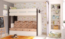 Кровать с диваном 75 Карамель Атлант (Венге Магия /Сосна Карелия/Савана) в Липецке - lipeck.katalogmebeli.com | фото