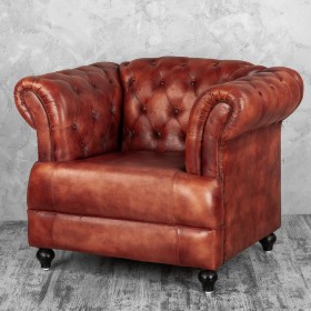 Кресло кожаное Лофт Честер-Нью (Коричневый) в Липецке - lipeck.katalogmebeli.com | фото