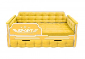 Кровать 170 серии Спорт 2 ящика 74 Жёлтый (мягкие боковые накладки) в Липецке - lipeck.katalogmebeli.com | фото