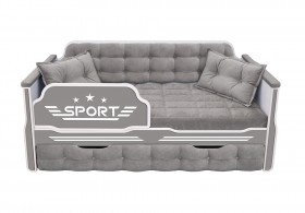 Кровать 180 серии Спорт 1 ящик 45 Серый (подушки) в Липецке - lipeck.katalogmebeli.com | фото
