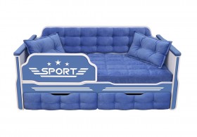 Кровать 180 серии Спорт 2 ящика 85 Синий (подушки) в Липецке - lipeck.katalogmebeli.com | фото