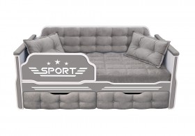 Кровать 190 серии Спорт 2 ящика 45 Серый (подушки) в Липецке - lipeck.katalogmebeli.com | фото