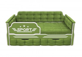 Кровать 190 серии Спорт 2 ящика 76 Зелёный (мягкие боковые накладки) в Липецке - lipeck.katalogmebeli.com | фото