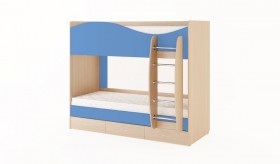 Кровать 2-х ярусная с ящиками (Беленый дуб/Синий) в Липецке - lipeck.katalogmebeli.com | фото 4