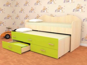 Кровать детская Нимфа двухместная 2.0 Дуб молочный/Лайм в Липецке - lipeck.katalogmebeli.com | фото