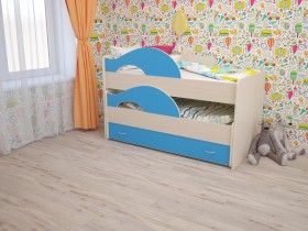 Кровать детская Радуга 1600 Млечный дуб/Голубой в Липецке - lipeck.katalogmebeli.com | фото
