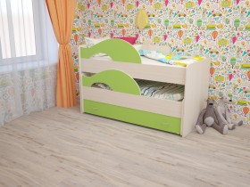 Кровать детская Радуга 1600 Млечный дуб/Салатовый в Липецке - lipeck.katalogmebeli.com | фото