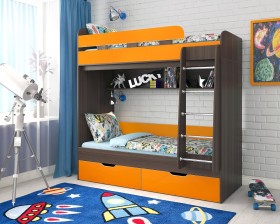 Кровать двухъярусная Юниор-5  Бодего/Оранжевый в Липецке - lipeck.katalogmebeli.com | фото