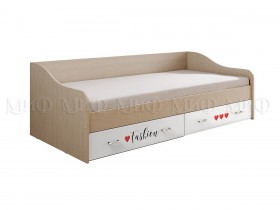 Кровать Girl Вега 0,9 м (Дуб беленый/Белый глянец/фотопечать) в Липецке - lipeck.katalogmebeli.com | фото