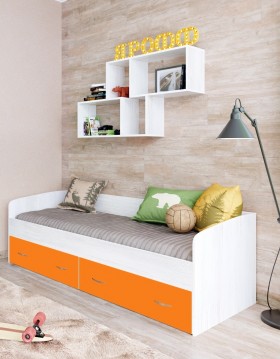 Кровать с выкатными ящиками Винтерберг/Оранжевый в Липецке - lipeck.katalogmebeli.com | фото