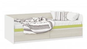 Кровать «Сканди» с 2 ящиками Дуб Гарден/Белый/Зеленый в Липецке - lipeck.katalogmebeli.com | фото