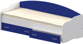 Кровать Софа-7 с мягкой спинкой (800х1900) Белый/Синий в Липецке - lipeck.katalogmebeli.com | фото