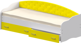 Кровать Софа-7 с мягкой спинкой (800х2000) Белый/Желтый в Липецке - lipeck.katalogmebeli.com | фото