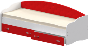 Кровать Софа-8 с мягкой спинкой (900х2000) Белый/Красный в Липецке - lipeck.katalogmebeli.com | фото