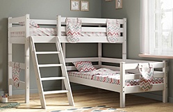 Кровать Соня вариант 8 угловая с наклонной лестницей Белый полупрозрачный в Липецке - lipeck.katalogmebeli.com | фото
