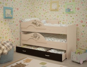 Кровать выкатная Радуга-Сафари детская 1600 Млечный дуб/Венге в Липецке - lipeck.katalogmebeli.com | фото