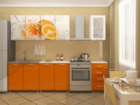 Кухонный гарнитур 1,8м Апельсин (Белый/Оранжевый металлик/Фотопечать апельсин) в Липецке - lipeck.katalogmebeli.com | фото 1