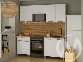 Кухня Кьяра 2.0 м с окапом (белый/карбон фарфор/26мм/дуб вотан) в Липецке - lipeck.katalogmebeli.com | фото 1