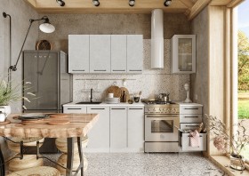 Кухонный гарнитур Нувель 1800мм белый/бетон белый в Липецке - lipeck.katalogmebeli.com | фото