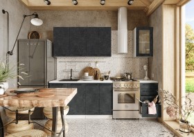 Кухонный гарнитур Нувель 1800мм белый/бетон черный в Липецке - lipeck.katalogmebeli.com | фото