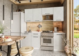 Кухонный гарнитур Нувель 2100мм белый/бетон белый в Липецке - lipeck.katalogmebeli.com | фото