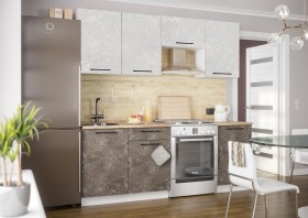 Кухонный гарнитур Нувель 2100мм белый/бетон коричневый в Липецке - lipeck.katalogmebeli.com | фото 1