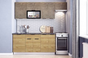 Кухонный гарнитур Стоун 2.2 (белый/камень темно-серый/акация светлая) в Липецке - lipeck.katalogmebeli.com | фото
