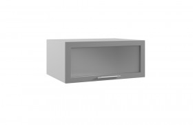 Квадро ГПГС 800 шкаф верхний горизонтальный глубокий со стеклом (Персик софт/корпус Серый) в Липецке - lipeck.katalogmebeli.com | фото