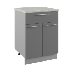 Квадро С1ЯШ 600 шкаф нижний с ящиком (Персик софт/корпус Серый) в Липецке - lipeck.katalogmebeli.com | фото
