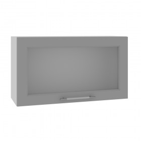Квадро ВПГС 800 шкаф верхний горизонтальный со стеклом высокий (Лунный свет/корпус Серый) в Липецке - lipeck.katalogmebeli.com | фото
