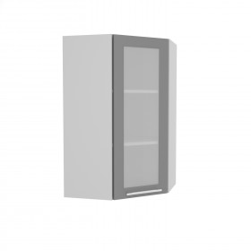 Квадро ВПУС 550 шкаф верхний угловой со стеклом высокий (Железо/корпус Серый) в Липецке - lipeck.katalogmebeli.com | фото