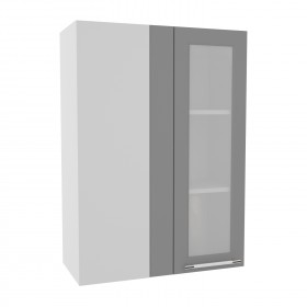 Квадро ВПУС 650 шкаф верхний угловой со стеклом высокий (Железо/корпус Серый) в Липецке - lipeck.katalogmebeli.com | фото