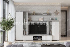 Мебель для гостиной МГС 5 Цемент светлый / Белый в Липецке - lipeck.katalogmebeli.com | фото