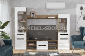 Мебель для гостиной МГС 6 (Исполнение 1/Дуб золотой/Белый глянец) в Липецке - lipeck.katalogmebeli.com | фото