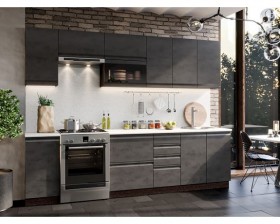 Модульная кухня Бруклин 2,8 м (Бетон черный/Венге) в Липецке - lipeck.katalogmebeli.com | фото