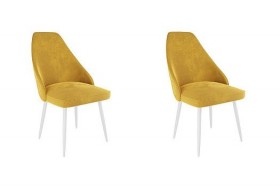 Набор стульев Милан 2 шт (желтый велюр/белый) в Липецке - lipeck.katalogmebeli.com | фото