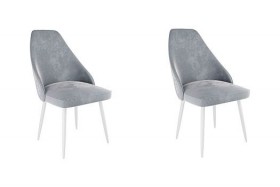 Набор стульев Милан 2 шт (серый велюр/белый) в Липецке - lipeck.katalogmebeli.com | фото