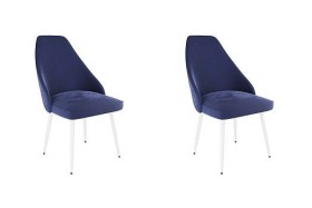 Набор стульев Милан 2 шт (синий велюр/белый) в Липецке - lipeck.katalogmebeli.com | фото