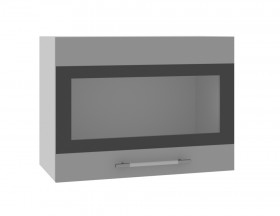 Норд ШВГС 600 Шкаф верхний горизонтальный со стеклом (Софт черный/корпус Белый) в Липецке - lipeck.katalogmebeli.com | фото