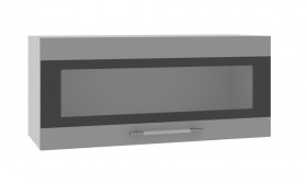 Норд ШВГС 800 Шкаф верхний горизонтальный со стеклом (Софт черный/корпус Белый) в Липецке - lipeck.katalogmebeli.com | фото
