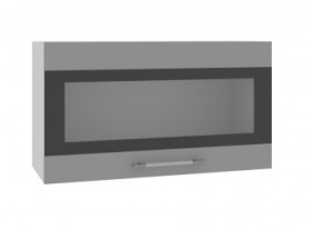 Ройс ВПГСФ 800 Шкаф верхний горизонтальный со стеклом с фотопечатью высокий (Графит софт/корпус Серый) в Липецке - lipeck.katalogmebeli.com | фото