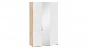 Шкаф комбинированный с 2 глухими и 1 зеркальной дверями правый «Эмбер» Яблоня Беллуно/Белый глянец в Липецке - lipeck.katalogmebeli.com | фото