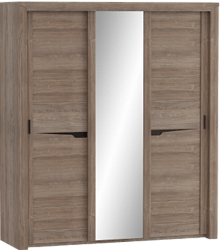 Шкаф трехдверный Соренто с раздвижными дверями Дуб стирлинг/Кофе структурный матовый в Липецке - lipeck.katalogmebeli.com | фото 1