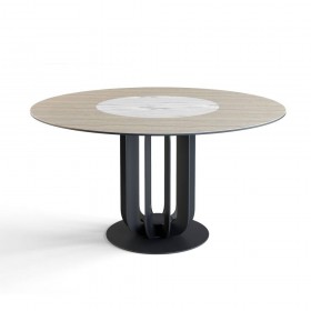 Стол круглый Rotor (160), шпон + керамика светлая в Липецке - lipeck.katalogmebeli.com | фото